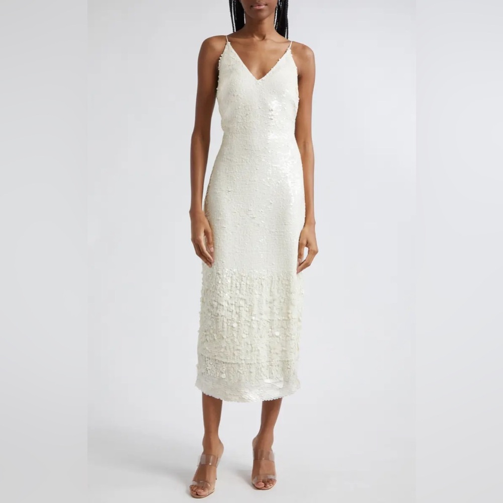 Veronica Beard Perla Sequin Dress in Iridescent Off-White Color | Size 4
